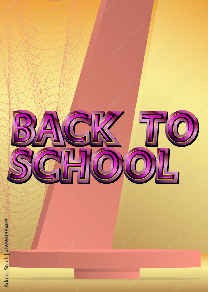 Poster mockup product display with back to school text. vector cylinder pedestal podium. stage showcase for