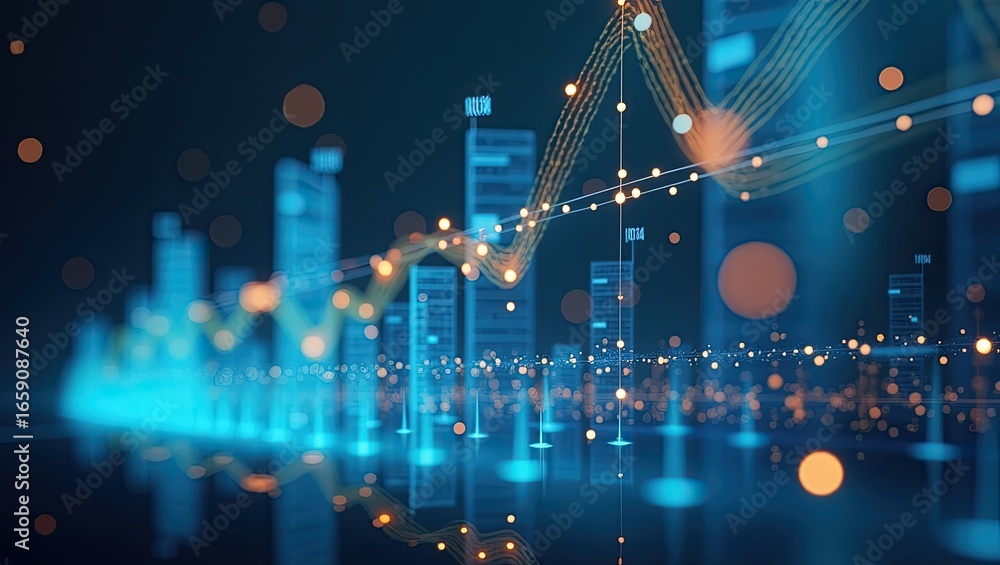 Poster digital representation of data visualization showing growth trends.
