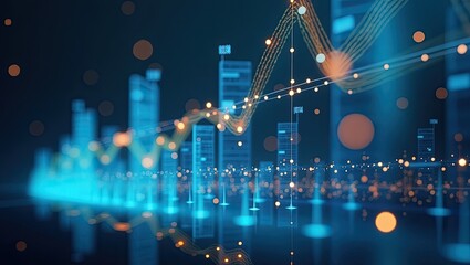 Digital representation of data visualization showing growth trends.