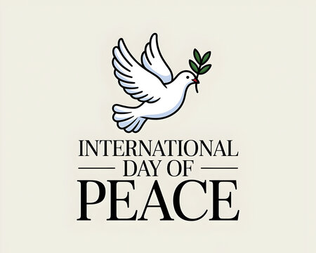 Celebrate International Day of Peace with a symbolic dove carrying an olive branch, promoting global harmony and unity
