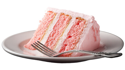 Piece of cream chocolate cake on white plate