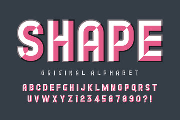Original display font design, chisel alphabet style, letters and numbers.