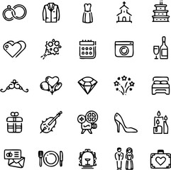Wedding & Romance Icons Vecto...