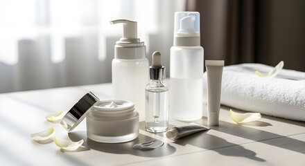 Elegant skincare product display for modern beauty promotion