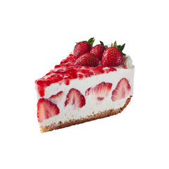 Delicious Slice of Strawberry Cheesecake with Fresh Berries