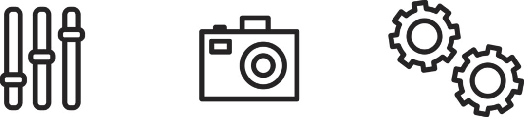 Simple Camera Icon Photography Technology and Visual Communication Symbol in Black and White