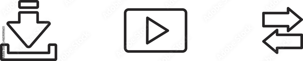 Poster play button icon in a rounded rectangle simple vector illustration