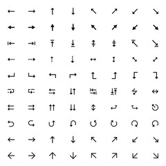 A collection of various arrow icons showcasing directional symbols, perfect for use in user interface design, web navigation, and graphic illustrations