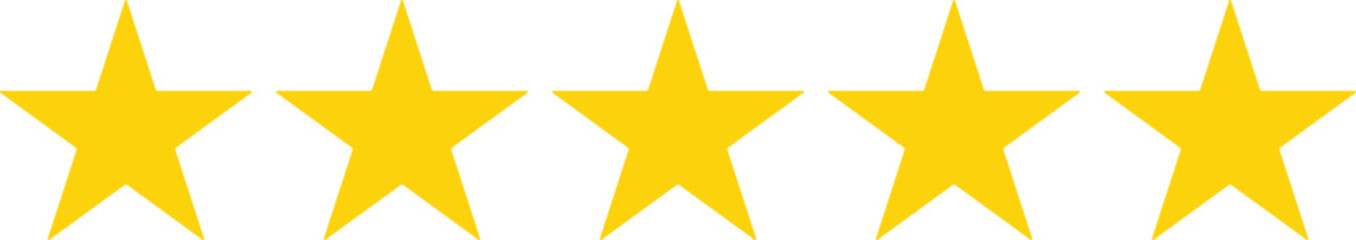 Five shining golden stars, symbolizing excellence and high quality