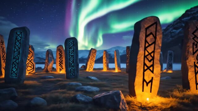 Enchanting Aurora Borealis Illuminates Ancient Rune Stones