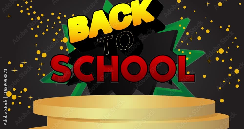 Poster mockup product display with back to school text. animation cylinder pedestal podium. stage showcase 