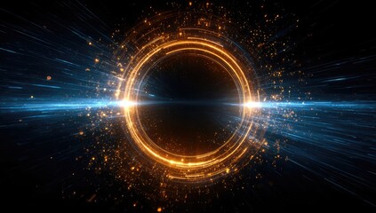 Glowing circular portal with energy streams