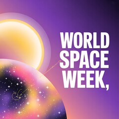 World space week celebration with colorful planets and stars