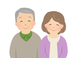 笑顔のシニア夫婦_ベクターイラスト