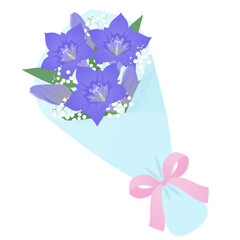 リンドウの花束_ベクターイラスト