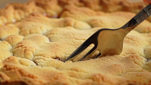 Close-up of a golden-brown pie crust