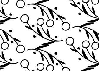 Abstract floral grunge design with curling plant silhouette pattern