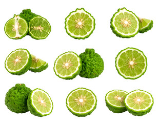 Set of bergamot slice isolated on transparent png