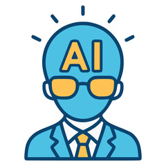 smart AI agent flat color vector illustration template design