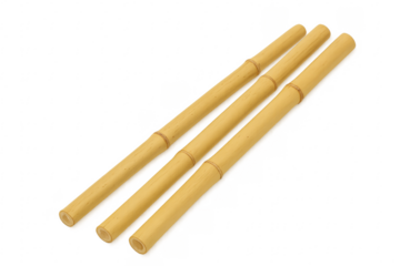 Three bamboo poles lying on transparent background