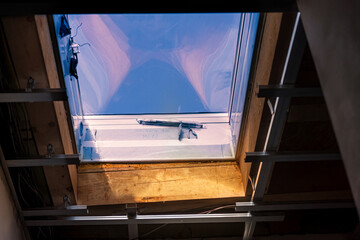 Window skylight under construction roof