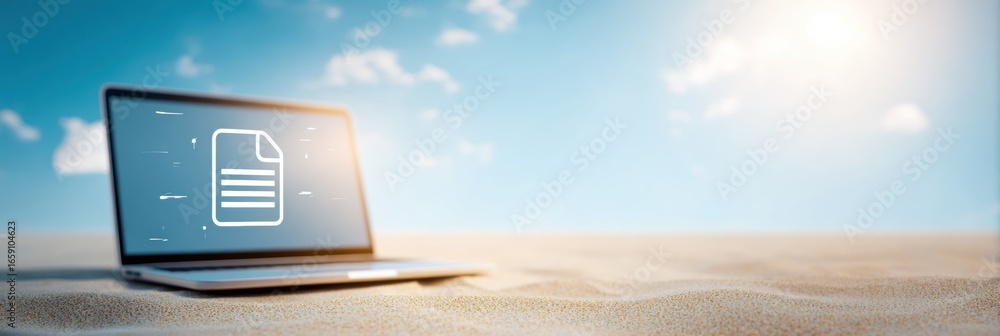 Poster modern digital document management with electronic submission premium remote workflow efficiency for