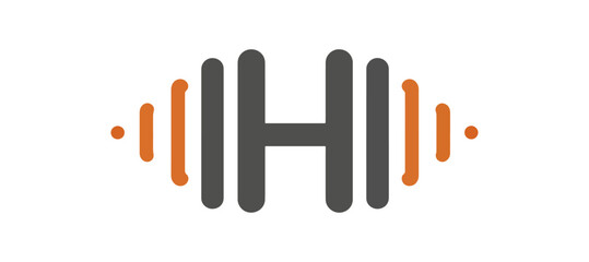 Obraz premium Abstract design with letter h and orange shapes