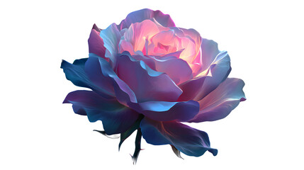 Iridescent Rose Bloom, isolated on transparent background