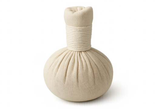 Herbal compress ball for spa treatment on transparent background