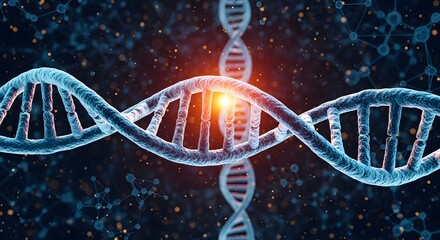 Red DNA molecule. World Science Day. Horizontal banner. Free space for text. World youth skills day Concept of biochemistry, medicine and health. Genetic and hereditary significance. Medical research