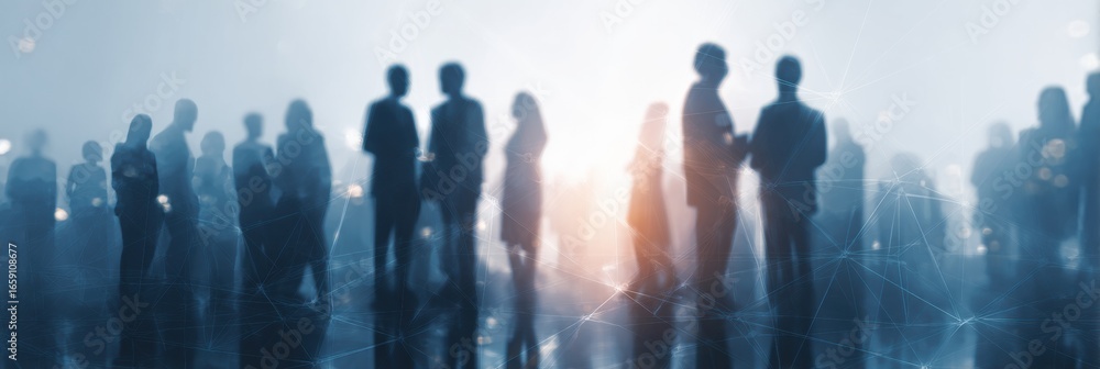 Aufkleber professional business networking event with modern abstract network diagrams authentic career growth