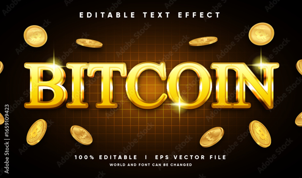 Poster bitcoin crypto vector text effect with modern style
