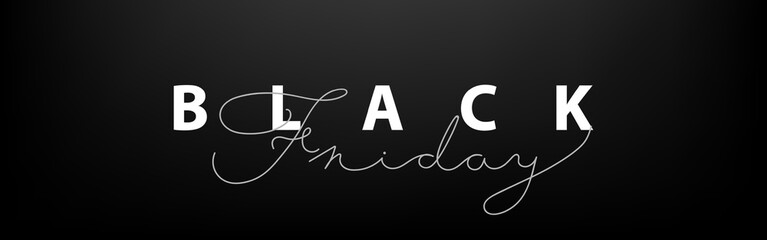 Black friday sale poster banner design with typography on black background. Vector illustration.