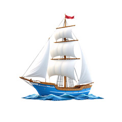 Sailing adventure on a classic ship coastal waters digital art vibrant environment aerial view nautical concept