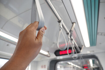 Public transport grip inside a modern subway train
