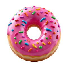 Delicious pink sprinkled donut bakery food photography bright environment close-up culinary delight