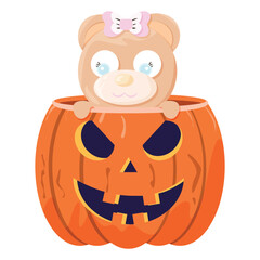 Halloween bear and pumpkin