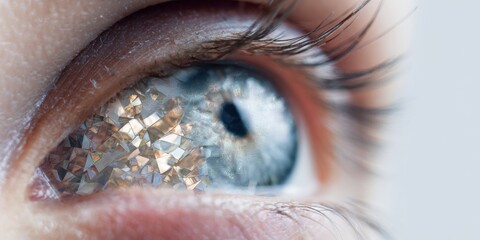 Modern Digital Influence Close-Up of Eye Reflecting Fragmented Screens Premium Technology Concept for Professional Social Media and Marketing Content