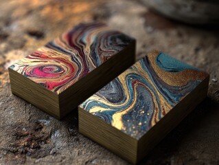 Luxury Marble Stacks: Gold & Teal Art