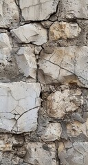 Fototapeta premium Cracked stone wall texture, urban decay, background blur, design element