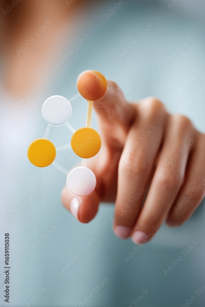 Poster modern ai implementation concept with hand interacting on network screen premium business innovation