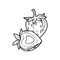 cute strawberry outline drawing