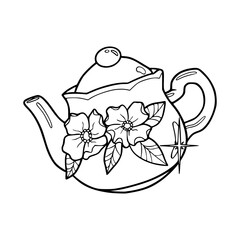 teatime vector art with blooming roses