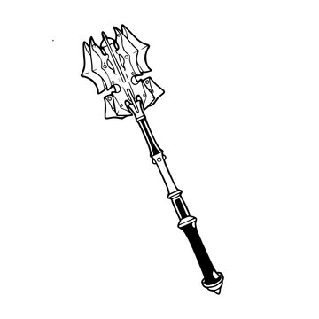 black and white spiked mace weapon clip art preview