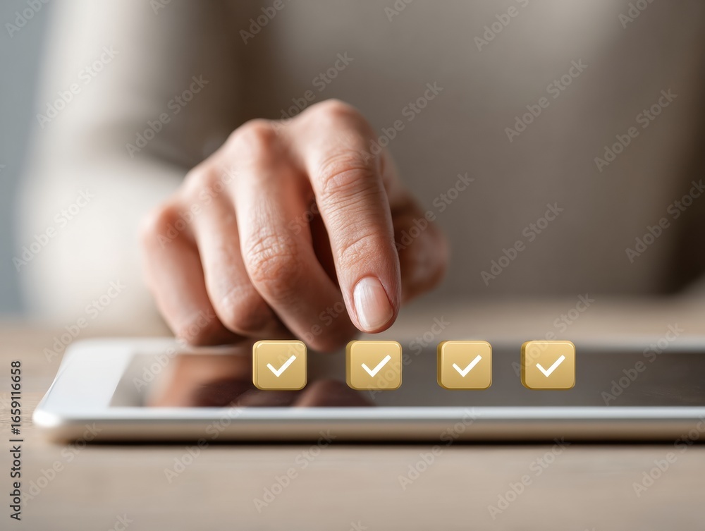 Poster professional digital document approval on tablet modern secure data management for corporate workflo