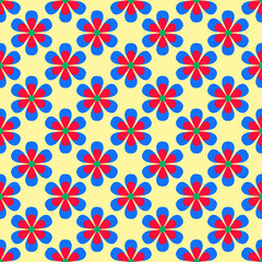 Rainbow Daisies Red Blue Yellow Seamless Repeat 