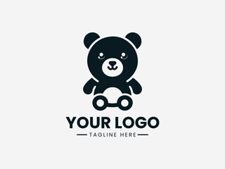Playful baby bear mascot with friendly wave and cheerful expression in vector logo