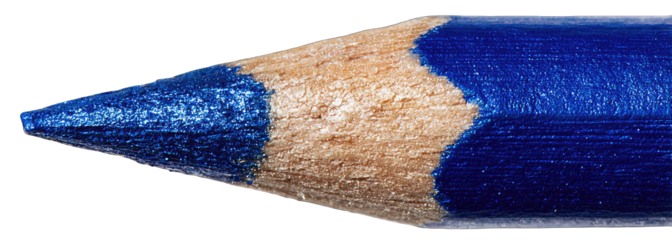 Close-up of a sharpened vibrant blue colored pencil