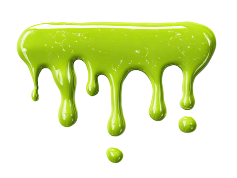 Liquid lime green drips, exclamation mark - Powered by Adobe