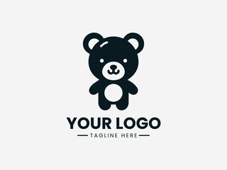 Playful baby bear mascot with friendly wave and cheerful expression in vector logo